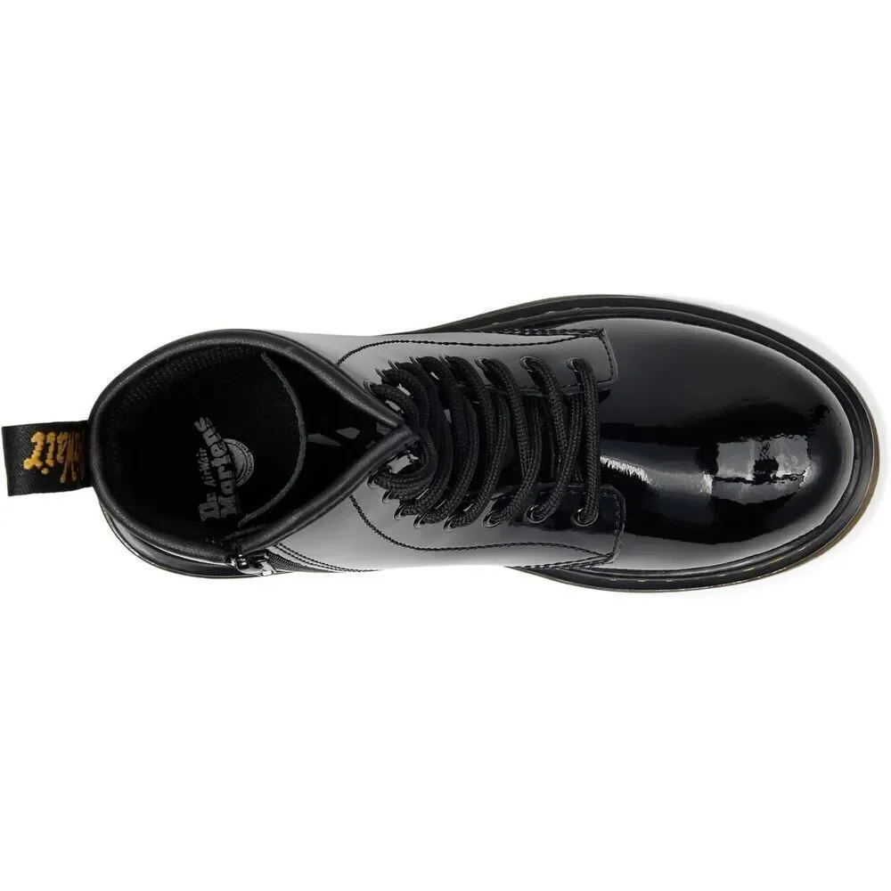Dr Martens Jr Combat Black Glossy Leather  J Zip Up Boots Size 13 US
